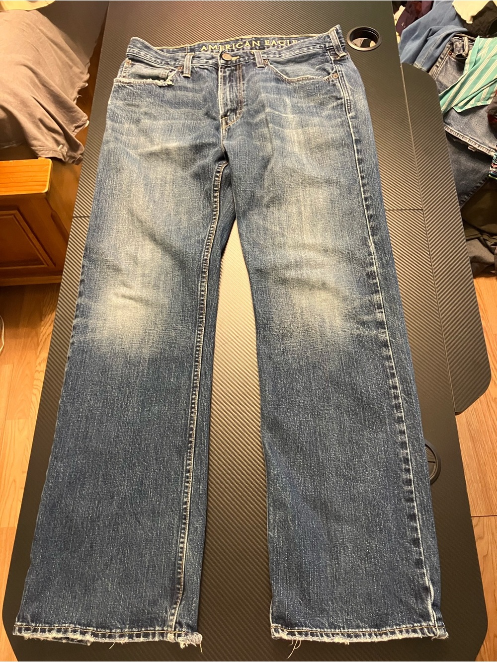 American Eagle Outfitters Men's Faded Blue Bootcut Jeans